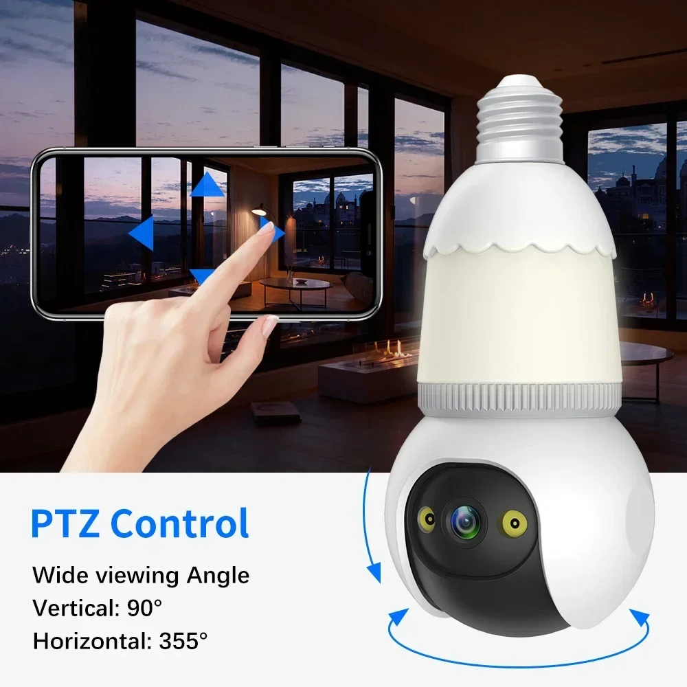 5MP E27 Bulb WiFi Tuya Smart Life Camera Floodlight Auto Tracking Two Way Audio Color Night Vision Outdoor Security Camera