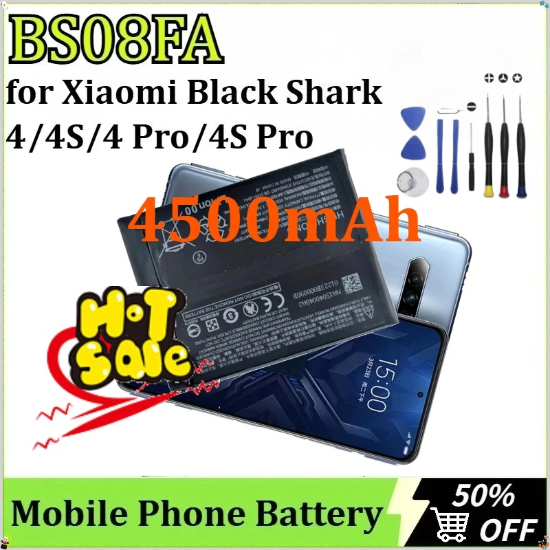 

Newly upgraded BS08FA Mobile Phone Battery for Xiaomi Black Shark 4/4S/4 Pro/4S Pro Phone Replacement Batteries 4500mAh + Tools