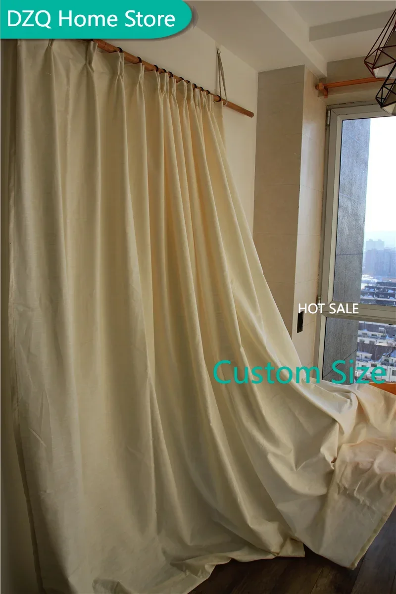 

Modern Simple Semi-blackout Curtains for Living Room Bedroom, Cotton Linen Blended Kitchen Short Curtains Blinds