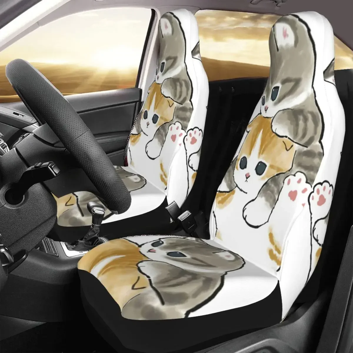 

Чехол на автомобильное сиденье Mofu Sand Cute Cat с индивидуальной печатью, универсальная передняя защита, аксессуары, набор подушек