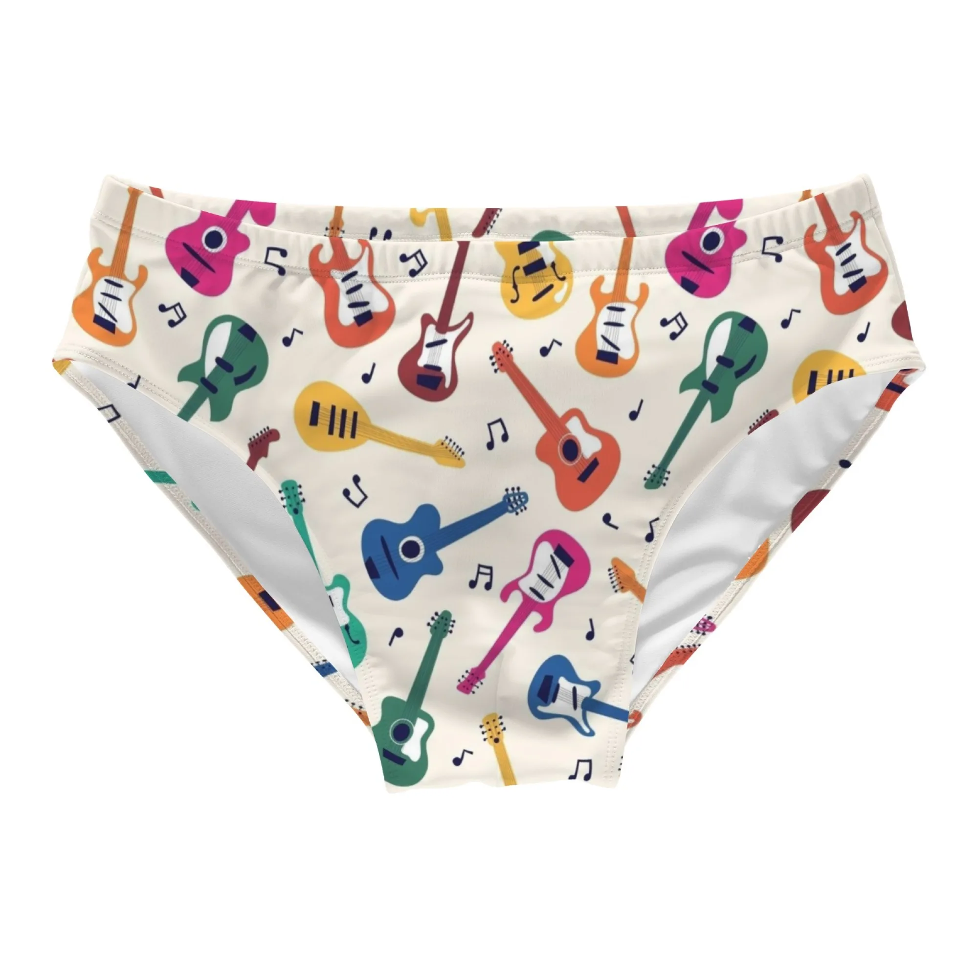 Music Rock Guitar Cartoon Print Swim Trunks Men's Briefs Swimwear Comfortable Breathable Beach Surf Shorts Sexy Bikini Swimsuit