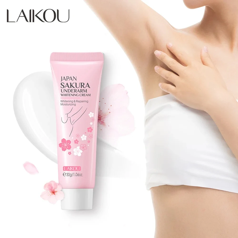 Laikou-sakura creme clareador axilas, para o joelho, nádegas, pele escura, água sanitária, melanina, pigmentação, sem brilho, hidratante