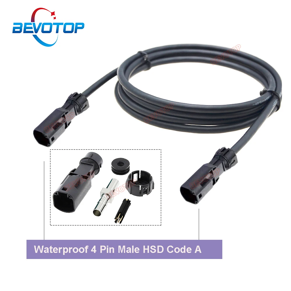 

BEVOTOP Waterproof HSD Cable 4 Pin Waterproof Code A Male to Male Plug LVDS Cable High Speed 4 Core 535 Wire Harness