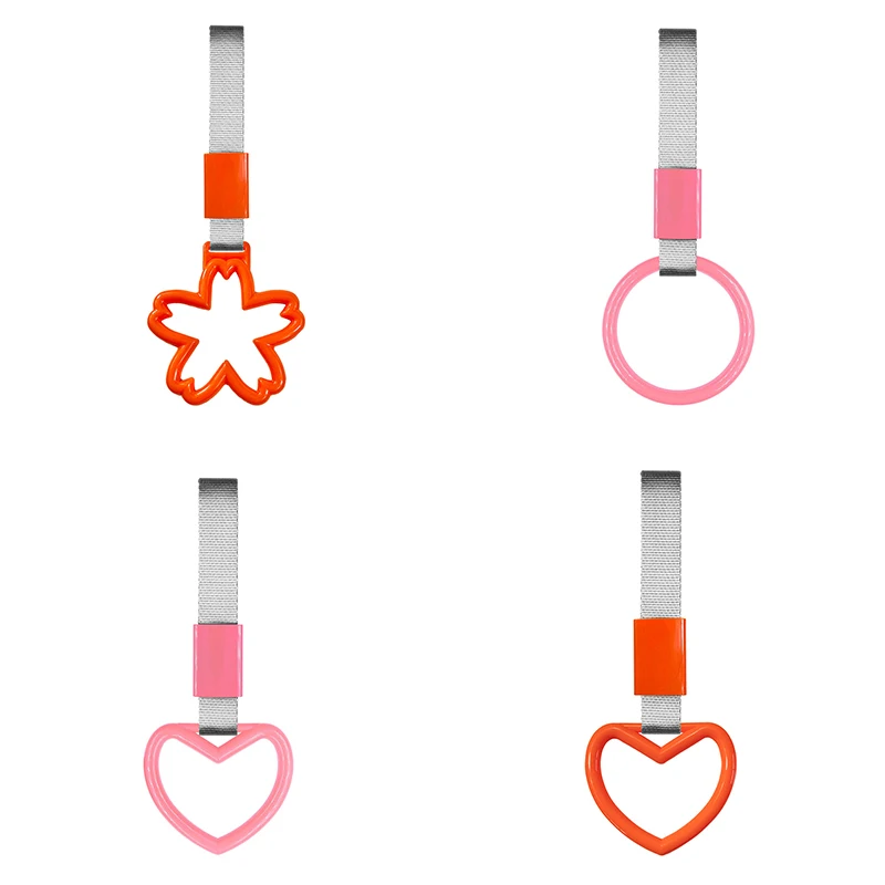 Colorful Car Tow Strap Tsurikawa Ring Heart JDM Train Bus Handle Hand Strap Styling Drift Charm Strap Auto Accessories