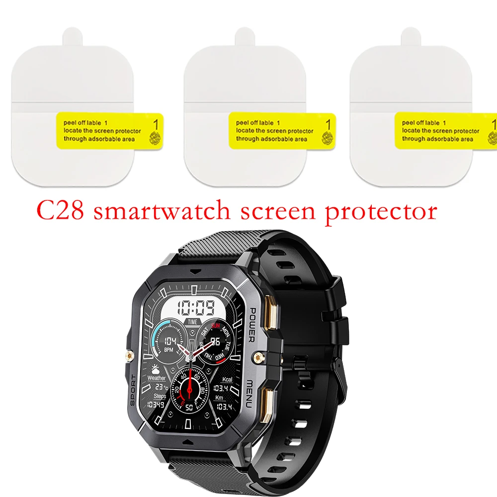 Совместим с защитной пленкой для экрана смарт-часов DEKELIFE Military C28, [3 шт.] Удобная для пользователя прозрачная пленка из ТПУ в полузаподборке