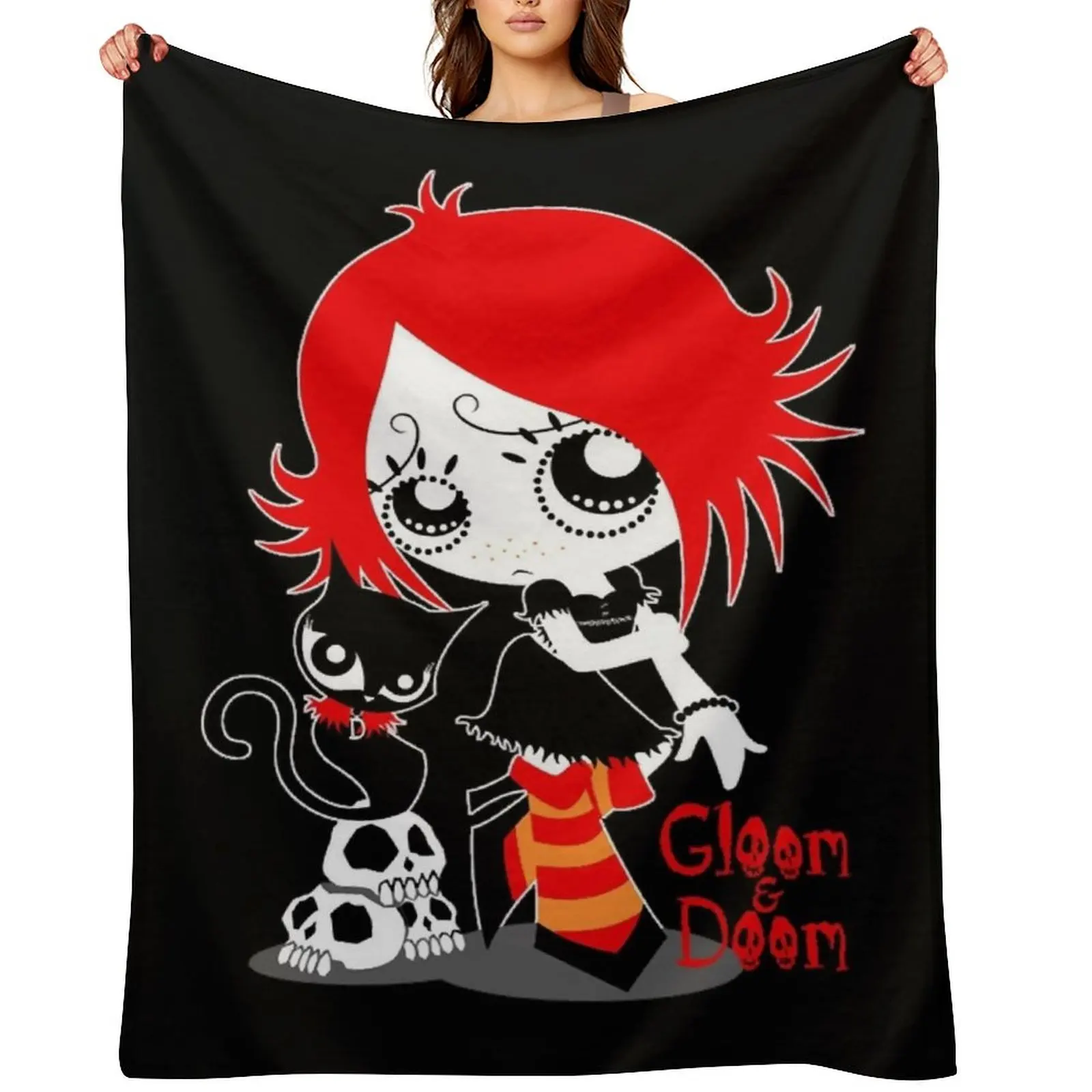 

Ruby Gloom and Doom Kitty Throw Blanket Vintage Soft Beds Hair Summer Beddings Blankets