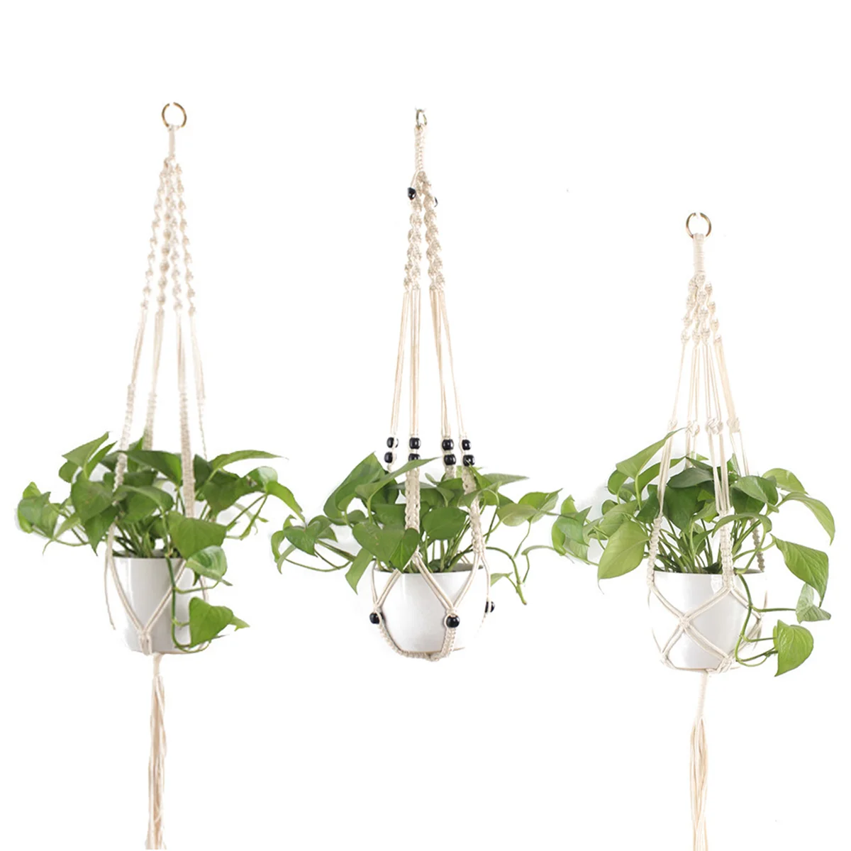 3 Pcs Flowerpot Net Bag Plant Outdoor Stand Macrame Planter Holder Pots for Plants