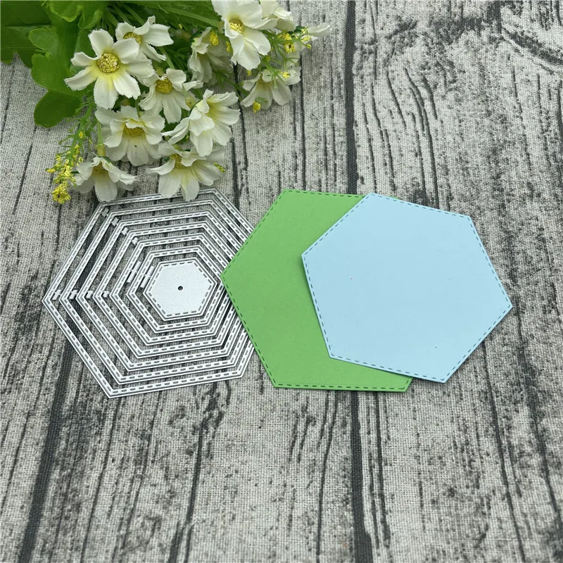 8 sztuk Stitched label Octagon Metal wykrojniki szablony dla DIY Scrapbooking/album fotograficzny dekoracyjny wytłoczenia kartki DIY