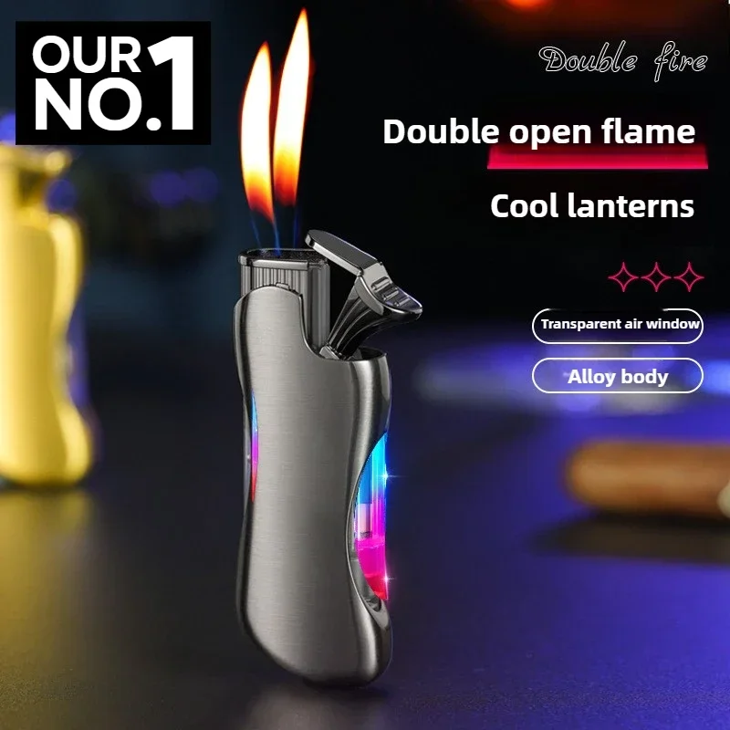 

Новая надувная зажигалка с крутым градиентным цветом, двойным пламенем, стильным дизайном, для прикуривания сигарет.