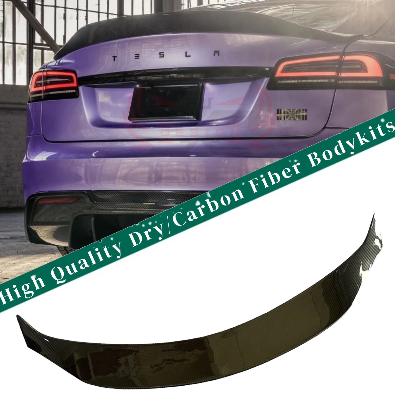 

Задний спойлер, совместимый с 2021+ Tesla Model S, клетчатый спойлер, крыло, модель S, аксессуары для губ багажника, сухое углеродное волокно