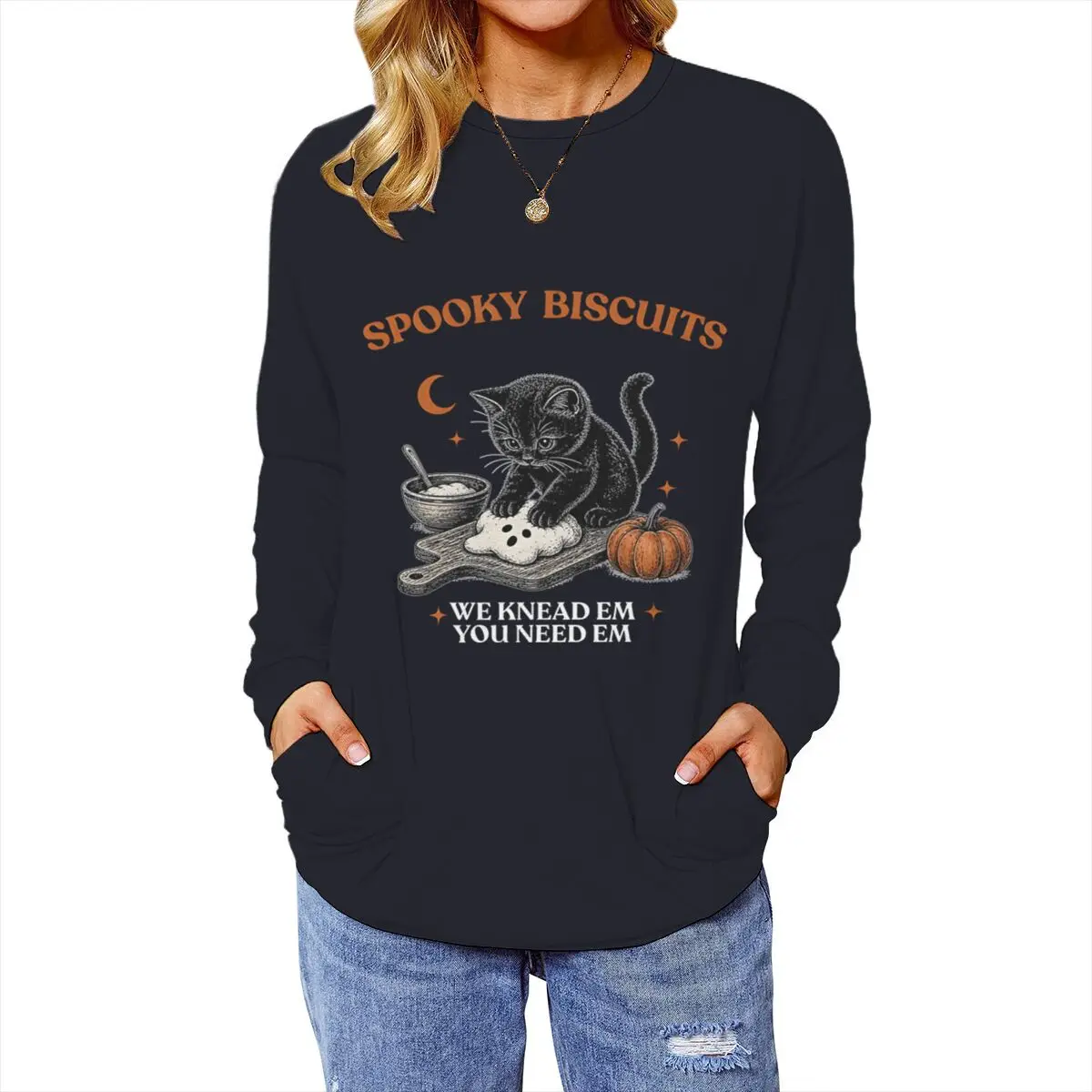 Vintage Halloween Black Cat Baker T‑Shirt 