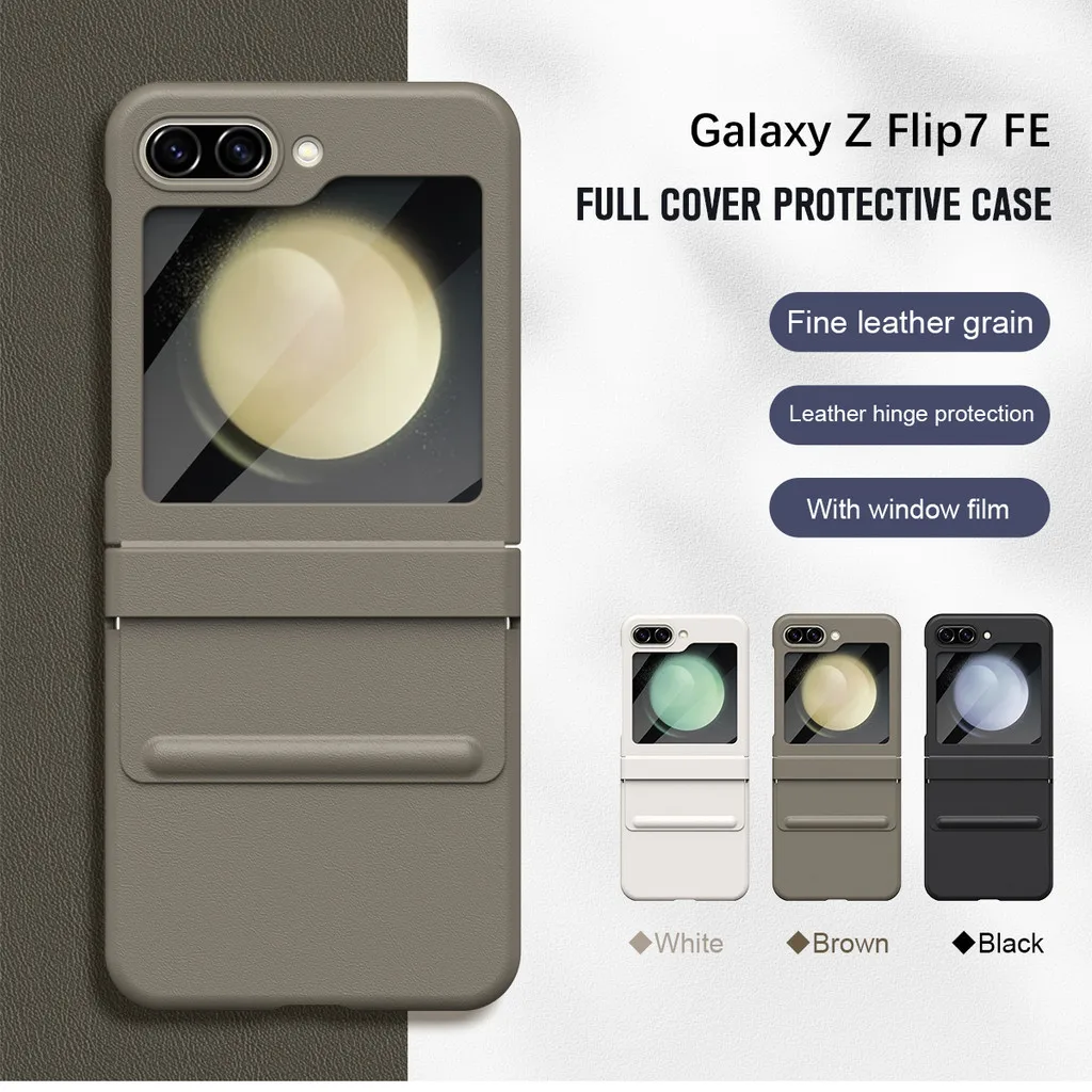 

Выдвижной нежный кожаный шарнирный стеклянный защитный чехол для Samsung Z Flip 7 FE Galaxy Z Flip 6 5 4 3 Защитный чехол