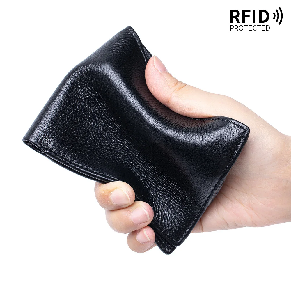Bifold Wallets for Men RFID Leather Credit Card Holder, Minimalist Thin Wallet with ID Window & Cash Slot, Drivers’ License Cove