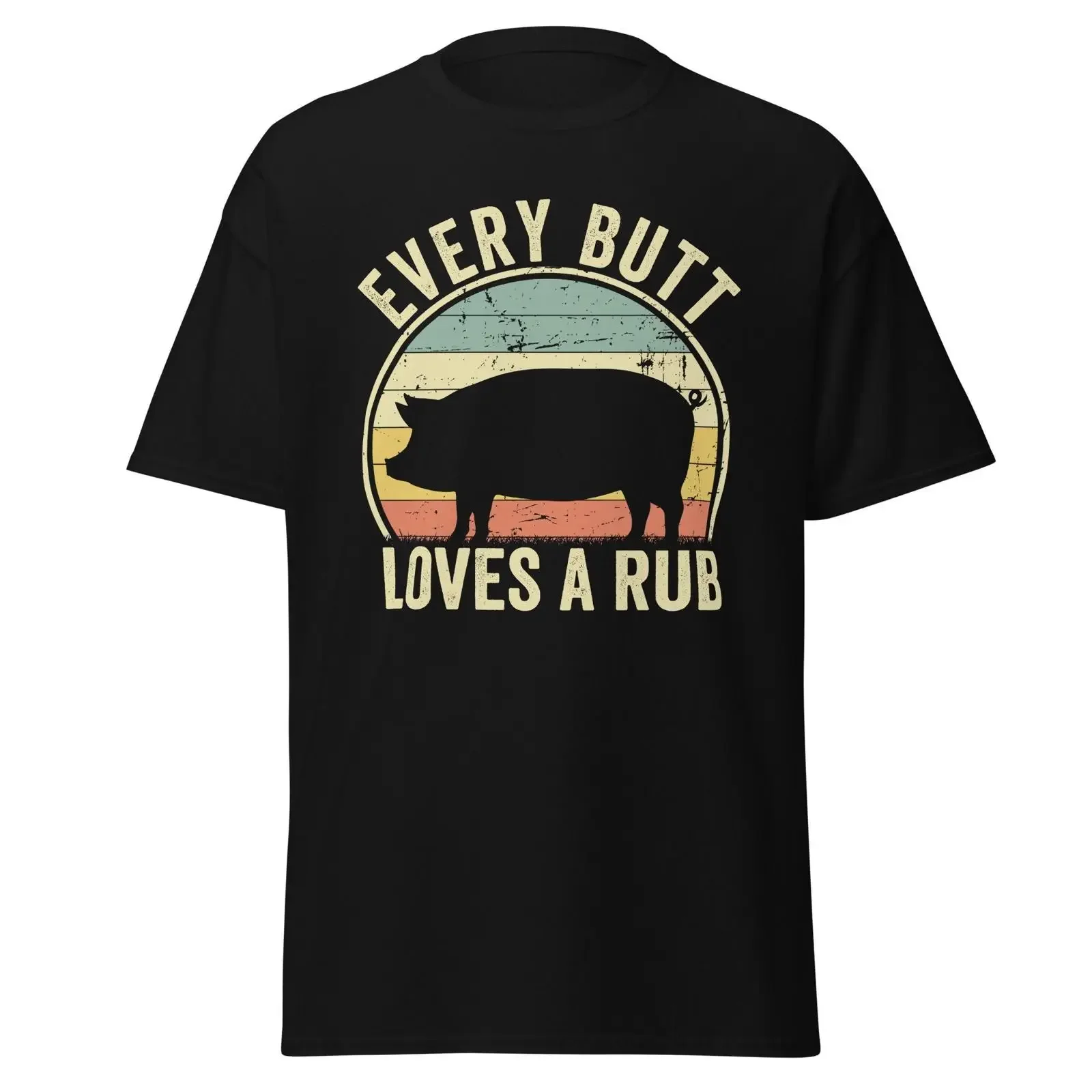 Every Butt Loves A Rub Vintage Pig Funny BBQ Grilling T Shirt for Grill Lover Dad Men Cooking Father's Day vintage Washed