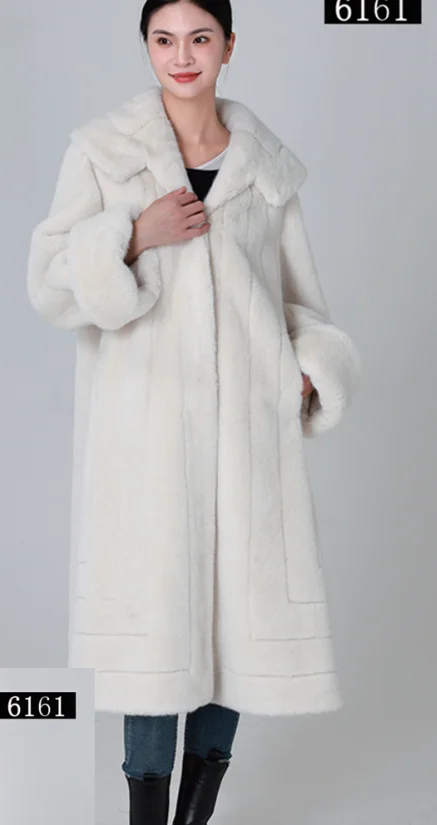 Fake fur fur coat for women's winter 2024 new fur integrated mid length mink fur coat faux