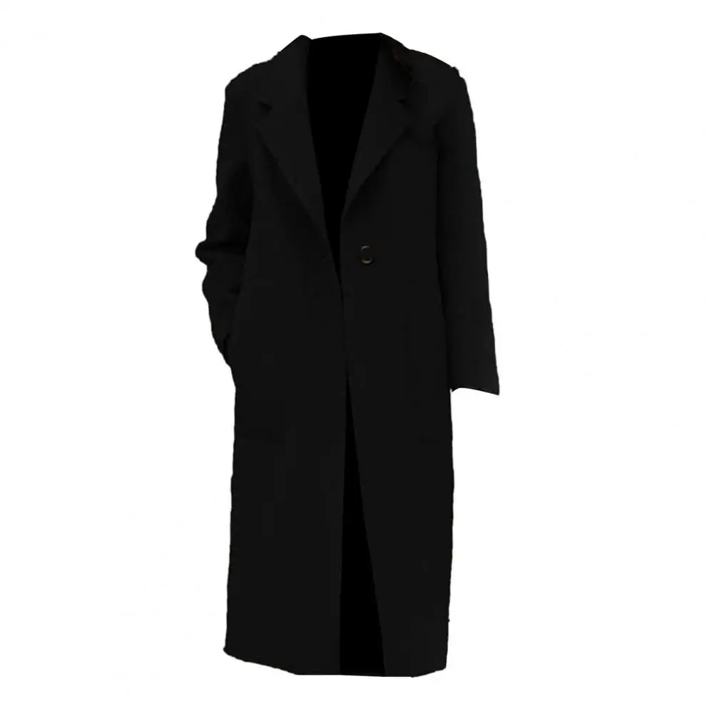 

Comfortable Women Coat Korean Style Women's Winter Coat with Turn-down Collar Mid Length Windproof Warmth Solid Color for Cold