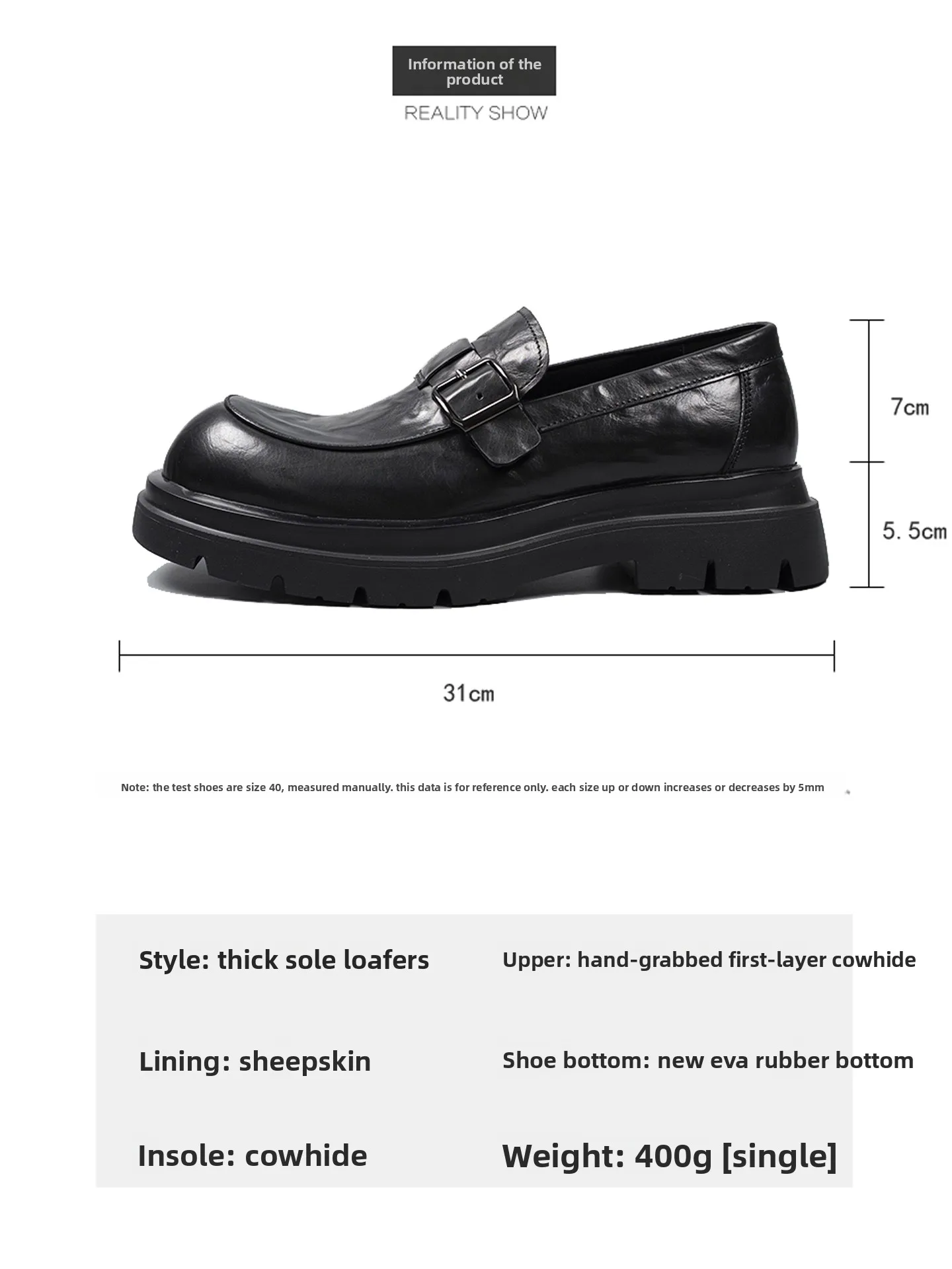 Spring and Autumn New Business Casual Men's Shoes, Cowhide Platform Trend Fashion Handmade Loafers Men's Shoes