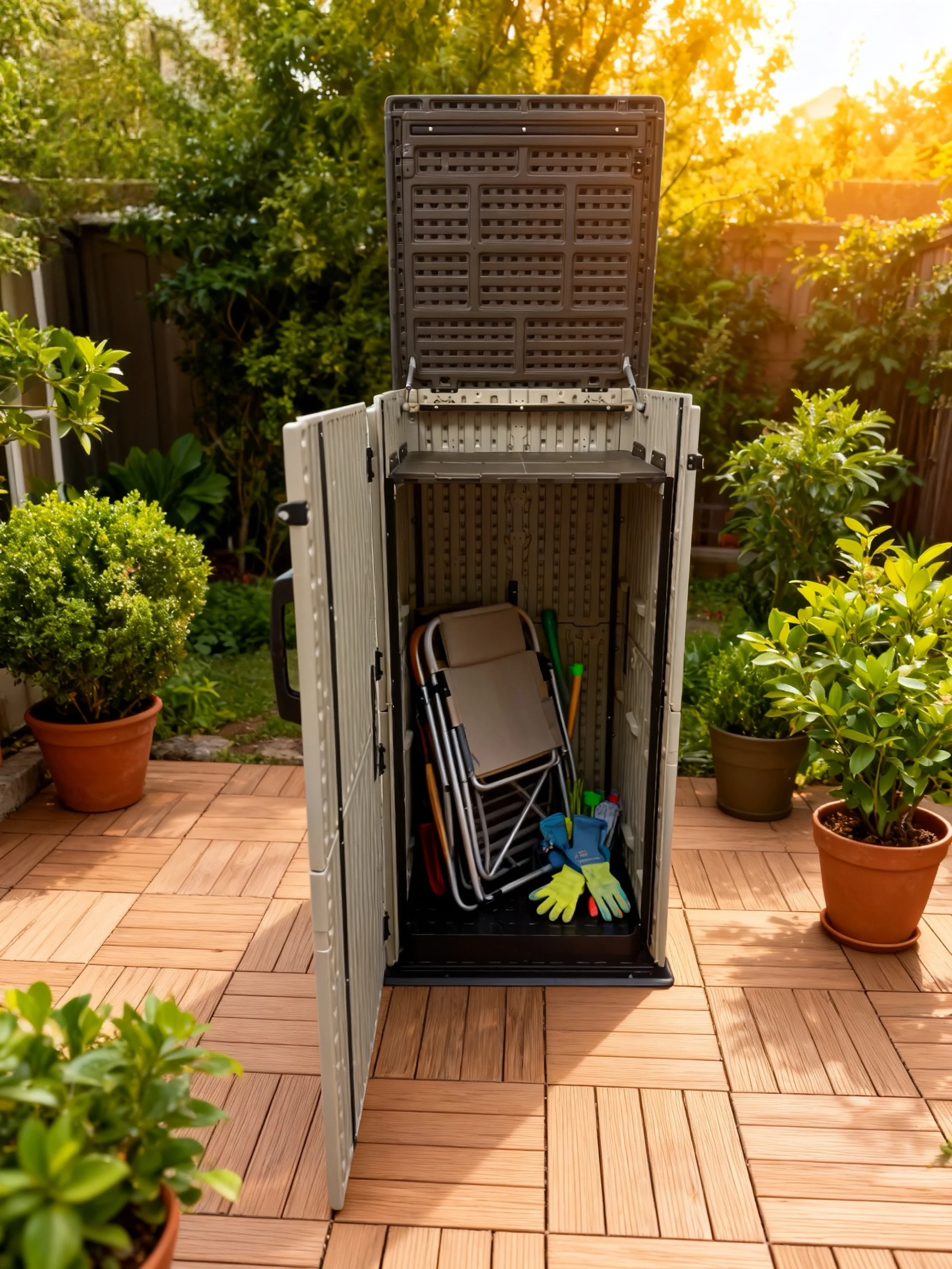 120 Gallon Hot-selling Waterproof Windproof NEW HDPE Outdoor Patio Garden Storage Cabinet Easily Assembled Foundation Included