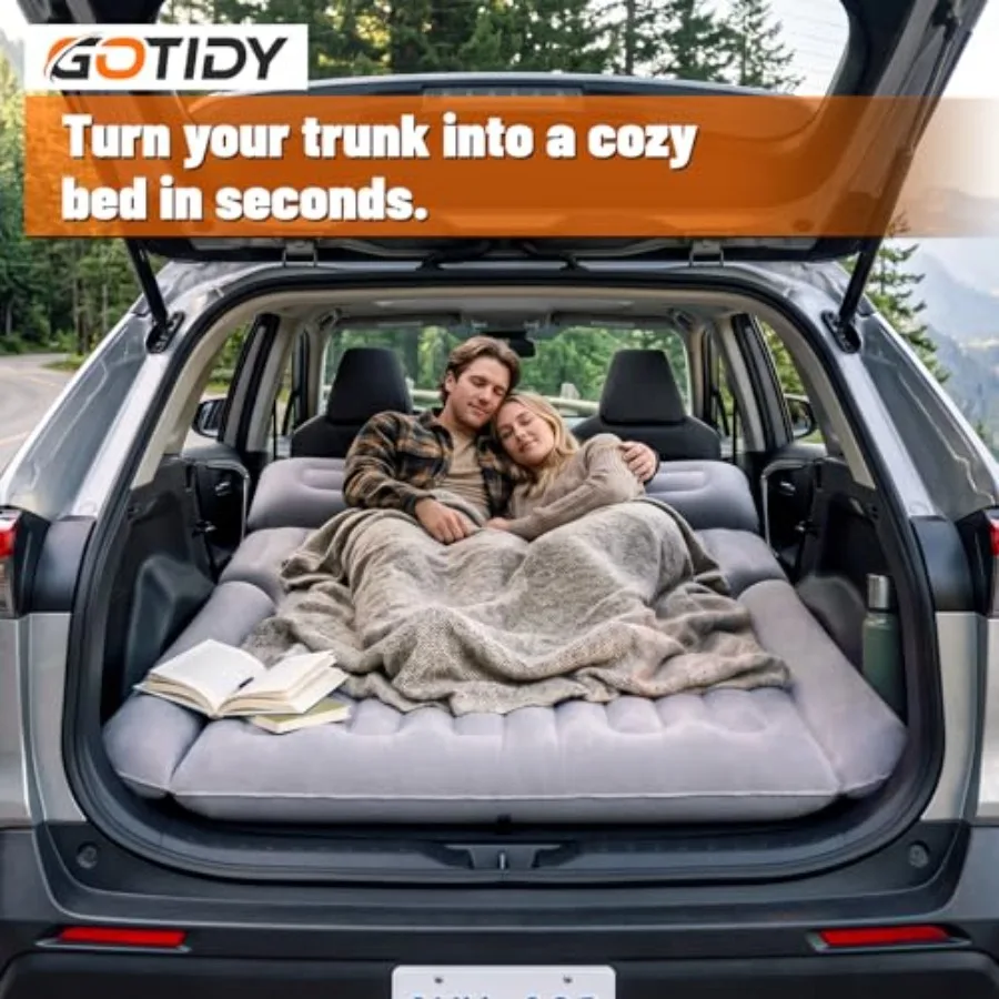 SUV Air Mattress for Car Camping Road Trips, Durable PVC Fabric, Gray, No Leak Custom Fit for Outback RAV4 4Runner Model Y