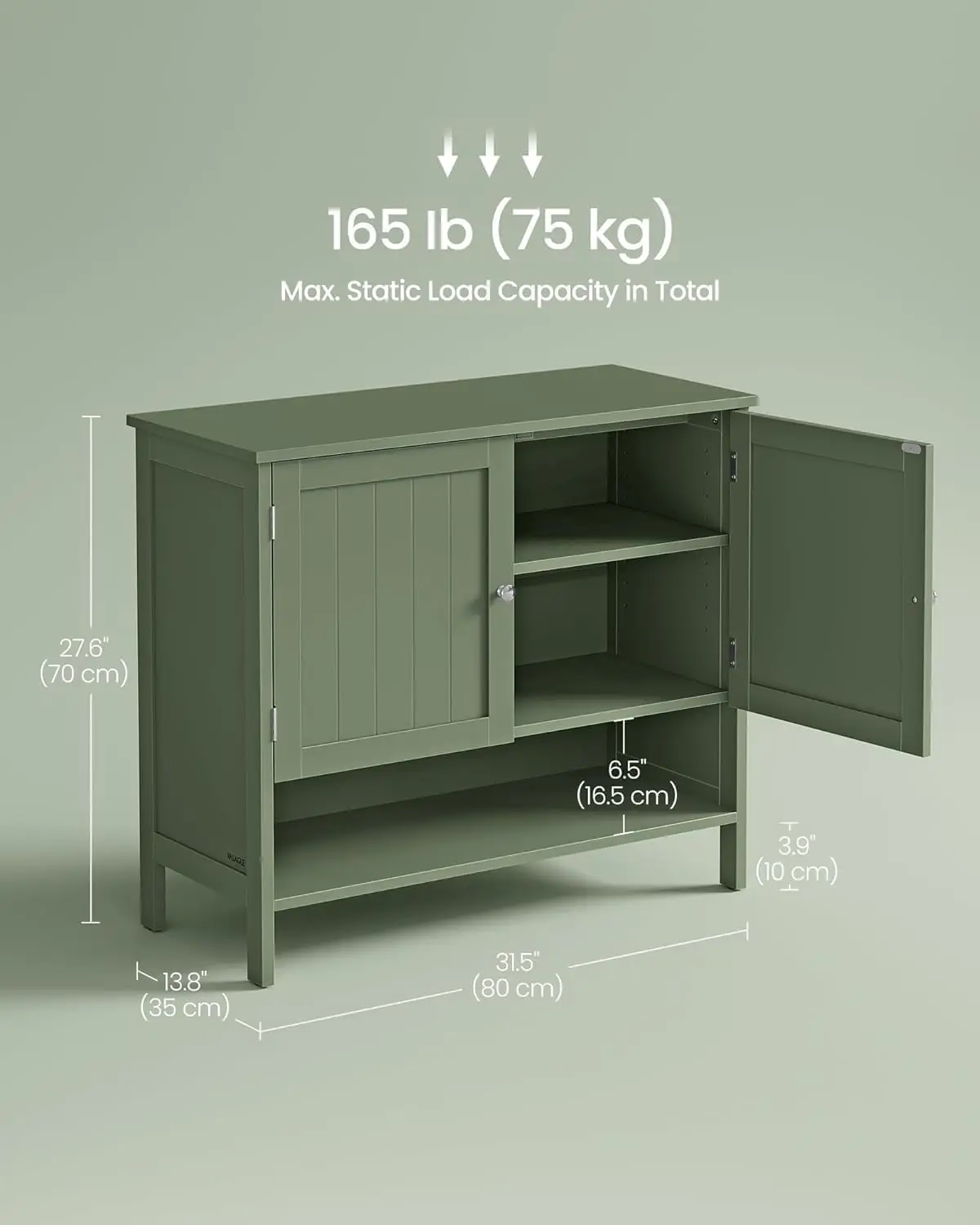 Vasagle Shoe Cabinet, 3-Tier Shoe Storage Organizer, Shoe Shelf, Modern Country Cabinet, Freestanding Cabinet With