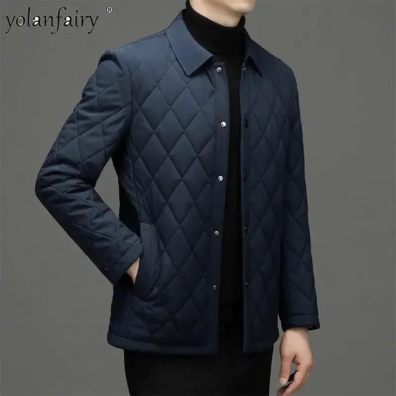 2023 Coat Men Winter Jackets Men's Clothing Business Diamond Plaid Cotton Jacket Men's Padded Jackets Thick Casacas Para Hombre