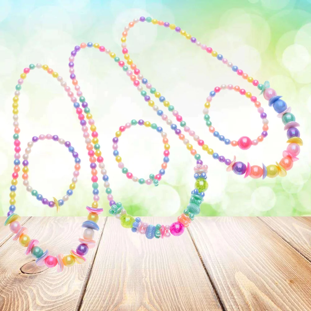 3 Sets Gifts for Children's Birthday Guests Beads Necklace Girls Jewelry Baby Bracelet