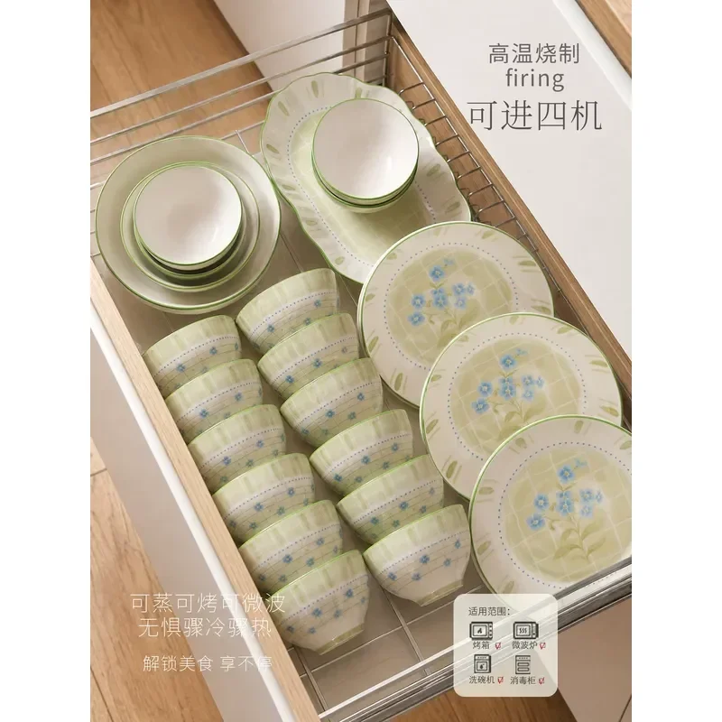 Small Fresh Ceramic Tableware Set Household French Pastoral Style Dish Combination High Value Housewarming Gift