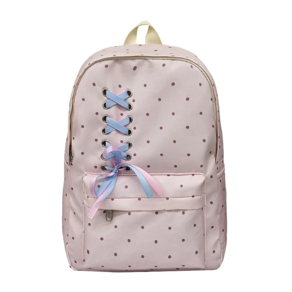 lightweight-bow-dot-backpack-daypack-large-capacity-students-school-bag-scratch-prevention-durable-nylon-backpack-outdoor