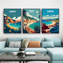 Sardinia Italy Travel Poster Sardinia Island Wall Art Print TItalian Island Sardinia Sea Canvas Painting Office Home Decoration