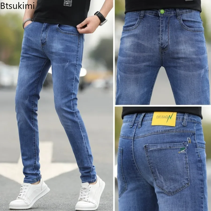 Nuovi jeans da uomo con design multitasche 2025 Pantaloni dritti slim elastici Pantaloni in denim di cotone traspirante Pantaloni casual da uomo tutti abbinati