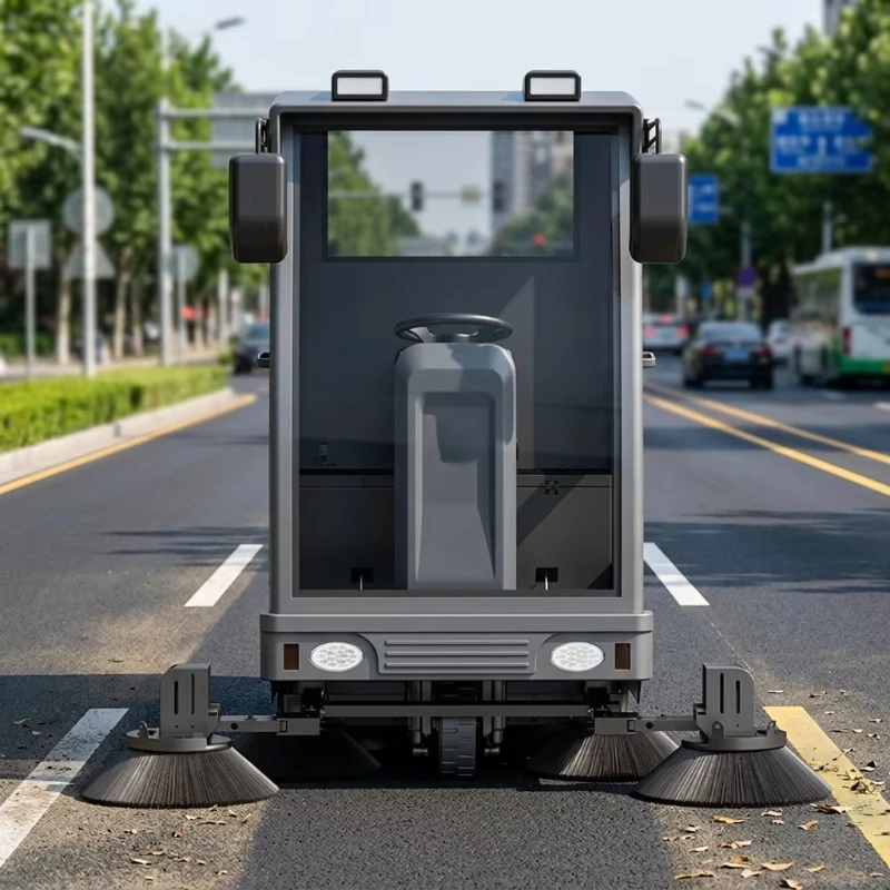 All Sealed Cabin Rechargeable Pure Electric Street Sweeper Large Sweep Width Municipal Cleaning Equipment For Park Square
