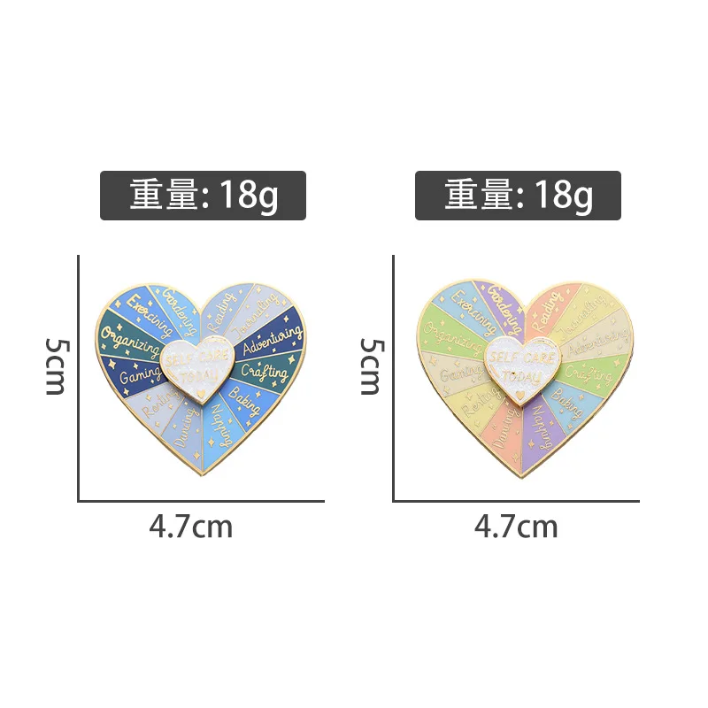 Creative Sweet Love Enamel Pins Star Shining Rotable Fun English Alloy Brooch Badge Fashion Women's Jewelry Gift