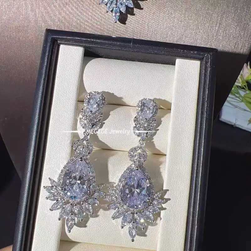 CC Wedding Earring Bridal Set Necklace Drop Earring 925 Silver Needle Fine Jewelry Sets For Women Party Fashion Accessories
