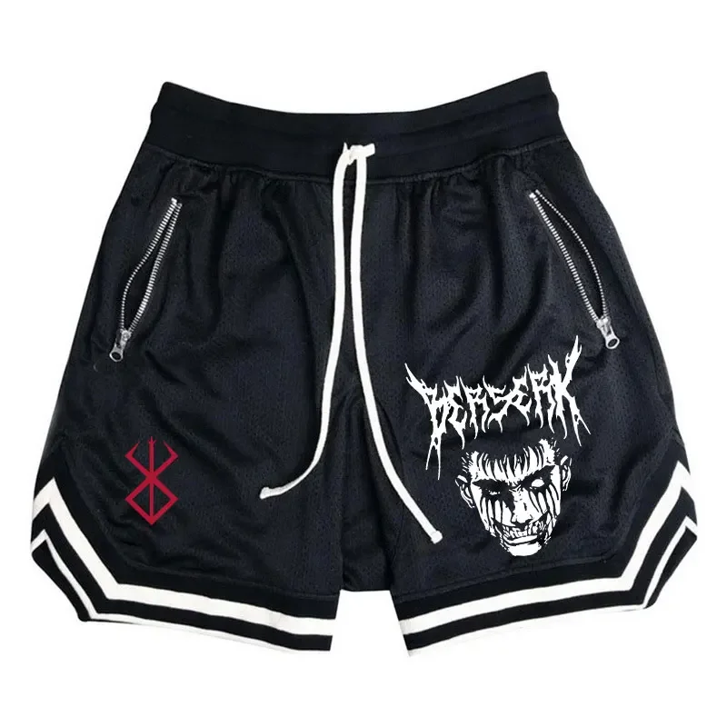 Men\'s Sports Basketball Shorts Anime Berserk Gym Shorts Summer Fitness Joggers Running Casual Breathable Short Pants Male