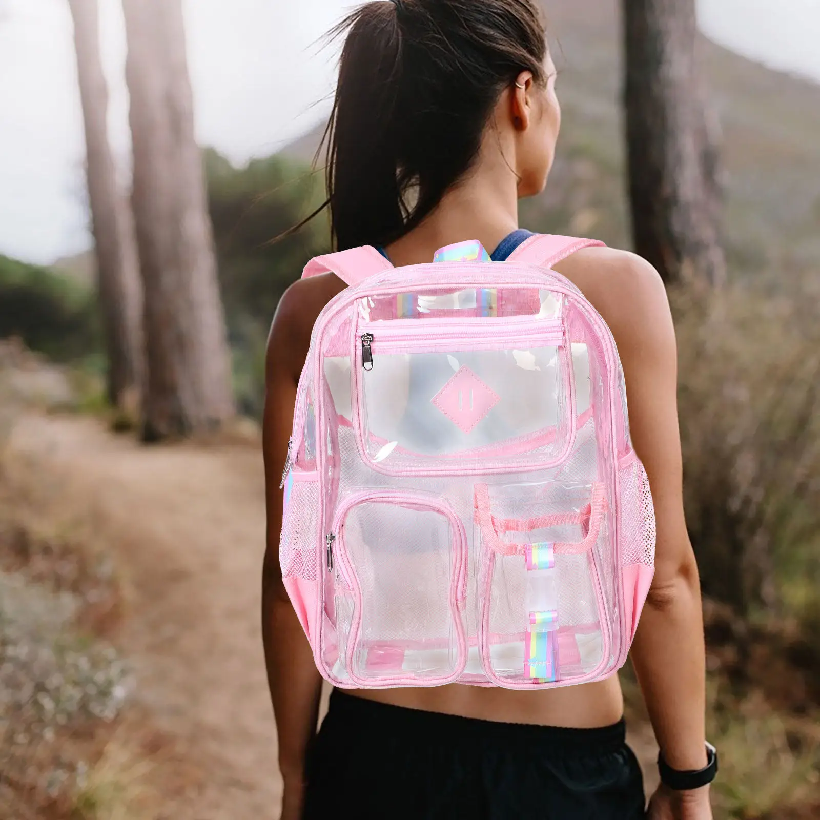 Clear Backpack Transparent PVC Mini Bag Large Capacity Stadium Concert Festival Sport Events Work Travel Backpack
