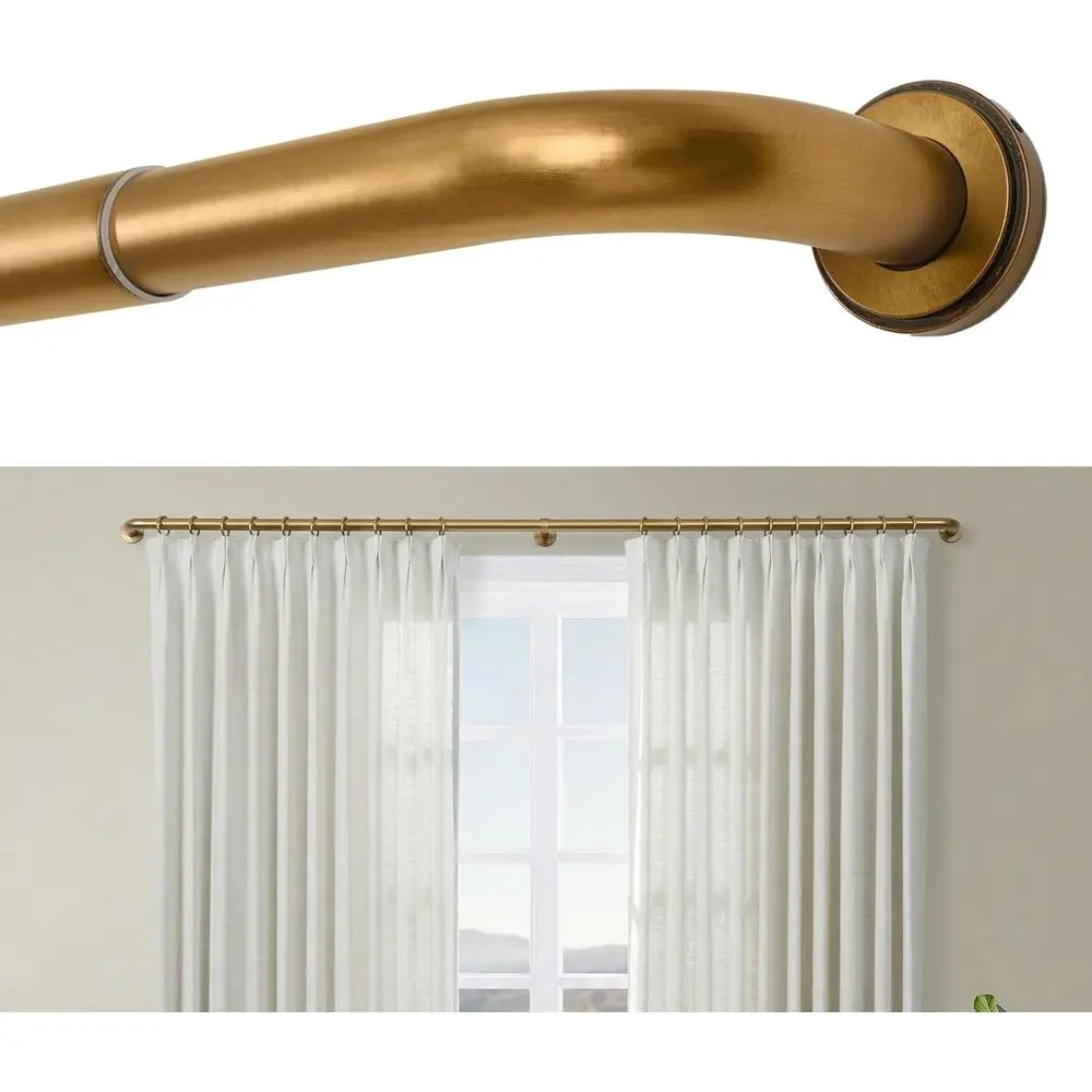 

Adjustable 120-170 Inch Gold Curtain Rod for Room Darkening, Suitable for Living Room and Bedroom
