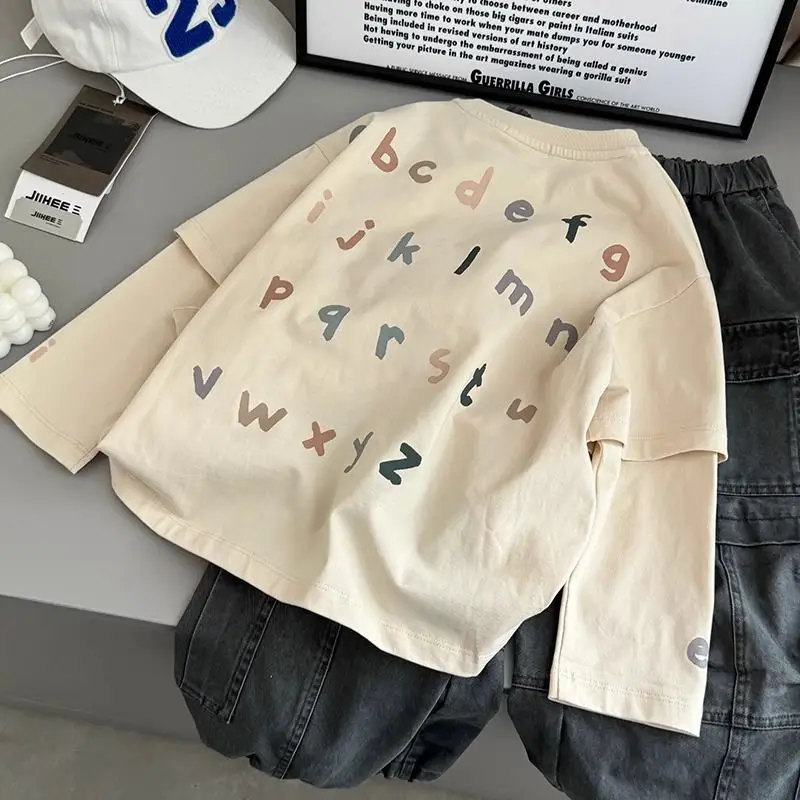 Boys Long Sleeve T Shirt Autumn Casual Tops Kids Cotton Tee Children Clothing Fall Outerwear