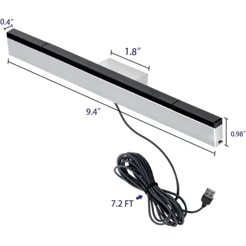 Imagen 2 del producto Barra de sensor USB para Wii, barra de sensor de rayos infrarrojos con cable de repuesto para consola Nintendo Wii y Wii U