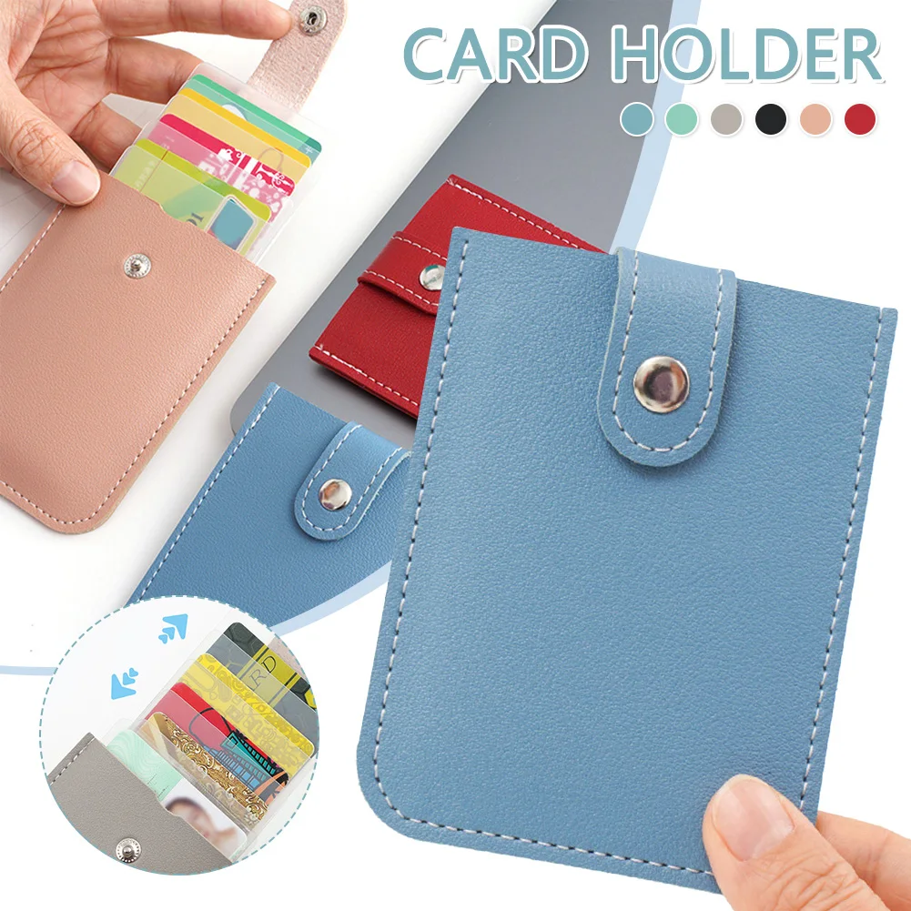 Fashion Solid color Light Thin Pull-out Card Holder Portable Anti Degaussing ID Sleeve PU Leather Card Wallet 2023 New