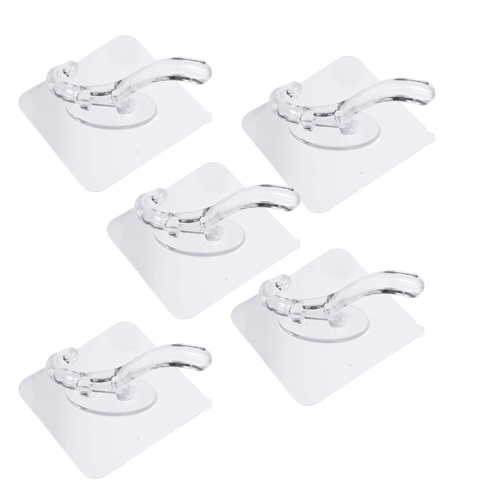 

5pcs Universal Hooks Punch Free Waterproof Adhesive Wall Mounts for Kitchen Bedroom Bathroom Clothes Towel Hat Scarf Storage