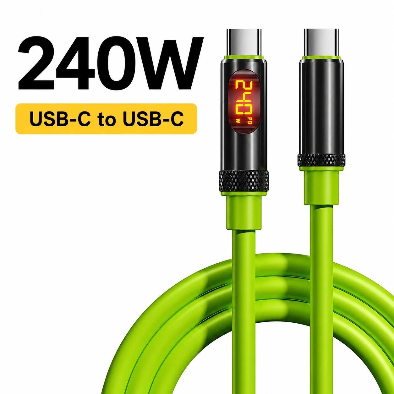 LED-Display USB-C Schnellladekabel 100W 240W, USB-A auf Typ-C und USB-C auf USB-C Datensynchronisationskabel für Handys Laptops Tablets