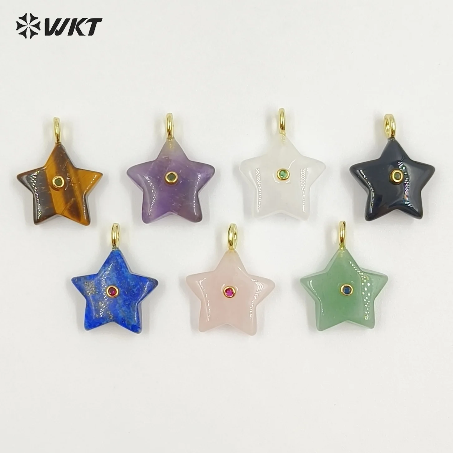 

WT-P2099 Очаровательные уникальные подвески в форме звезды с цветными цирконами, инкрустированные камнями, аксессуары, украшения, аметистовые и розовые хрустальные шармы