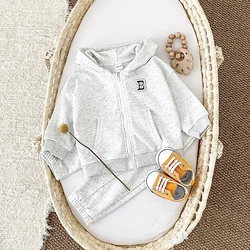 Fall Winter Baby Clothes Cotton Thick Set Boys Girls Jacket Hoodie+Sweatpant Full Zip Child Tracksuit  Kids Clothes Infant 0-4Y