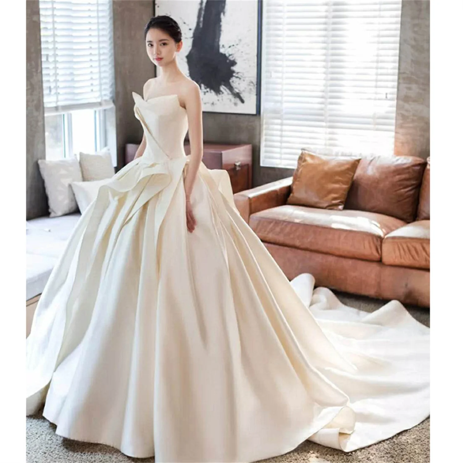 Backless High Sewing Wedding Dresses for Woman Plus Size Tailing Luxury Wedding Dress for Women 2023 Bride Amanda Novias Brides