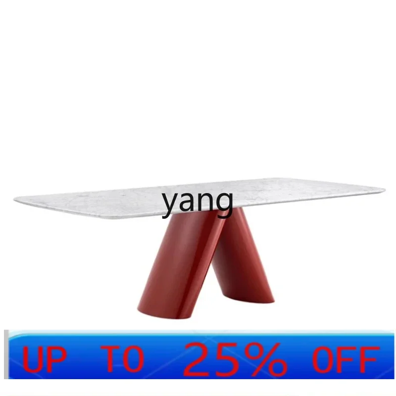 

LMM minimalist modern creative natural marble dining table white luxury stone Bulgari red