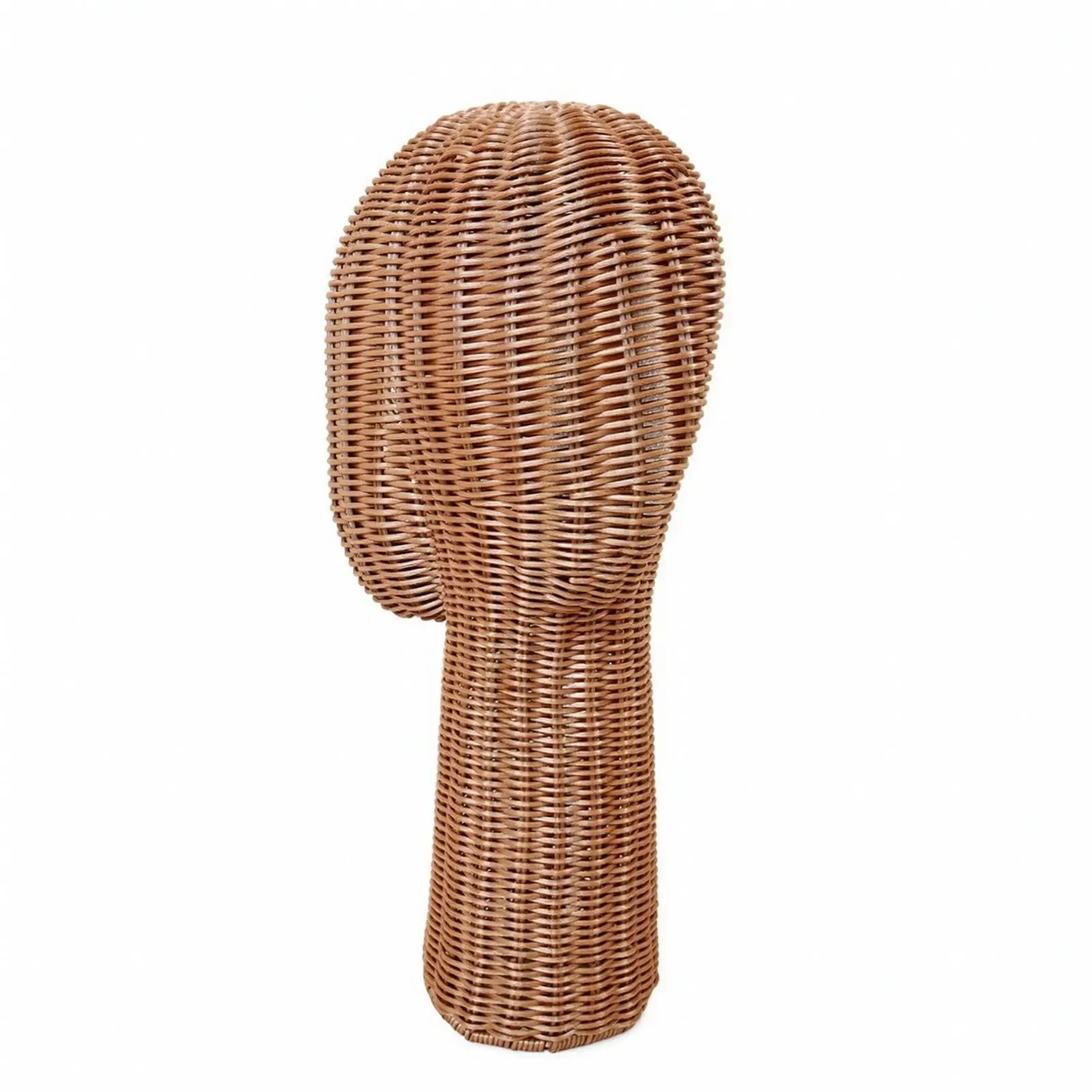 Rattan Mannequin Head Woven Wicker Mannequin Head Display Holder Rustic Natural for Hairpiece Stylists, Retail Shops, Studios
