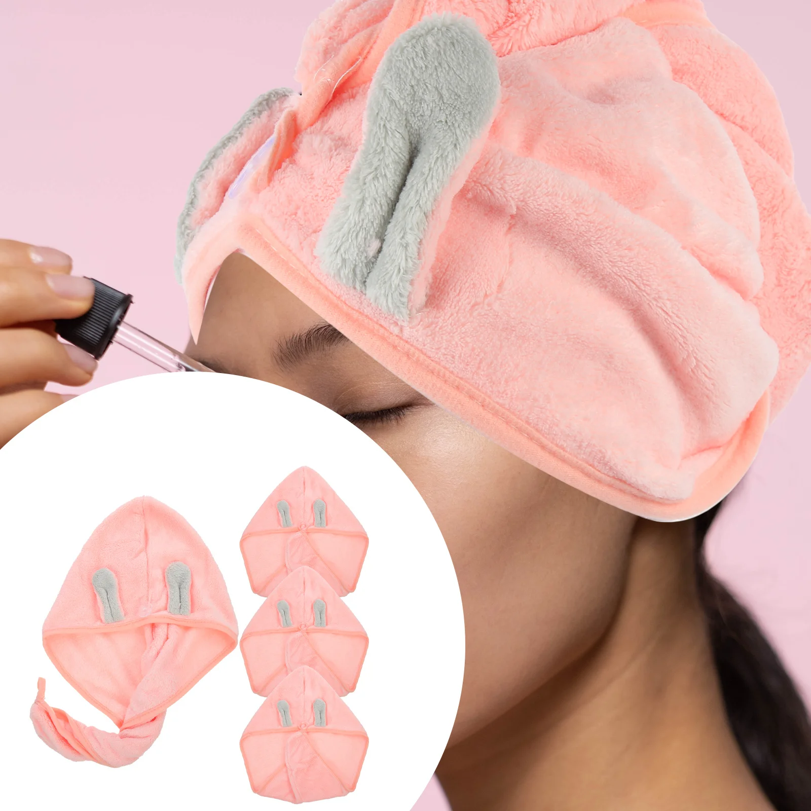 

4Pcs Hair Towels Quick Drying Comfortable Hair Wrap for Shower Bath Spa Fast Absorbent Lightweight Travel Towels for Women