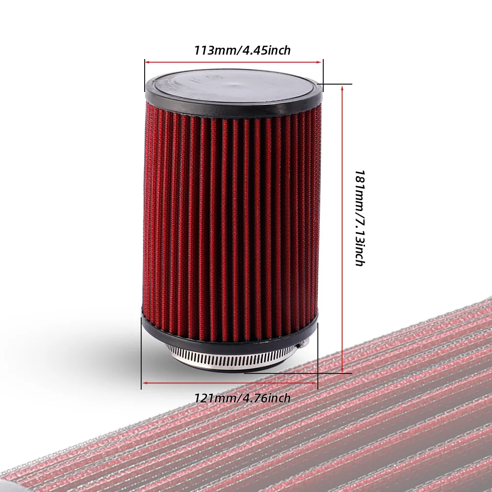 76MM High Flow Cold Cone Air Intake Filter 3inch Universal Car Air Filter Modification for Race Car