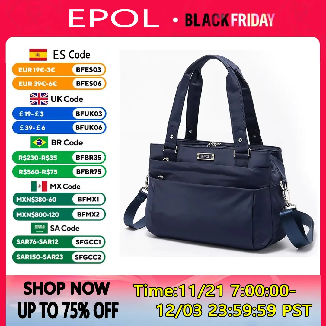 Epol Handbags for Women 2024 New Stylish Large Capacity Travel Shopping All-match Elegance Solid High Quality Shoulder Bag 7222