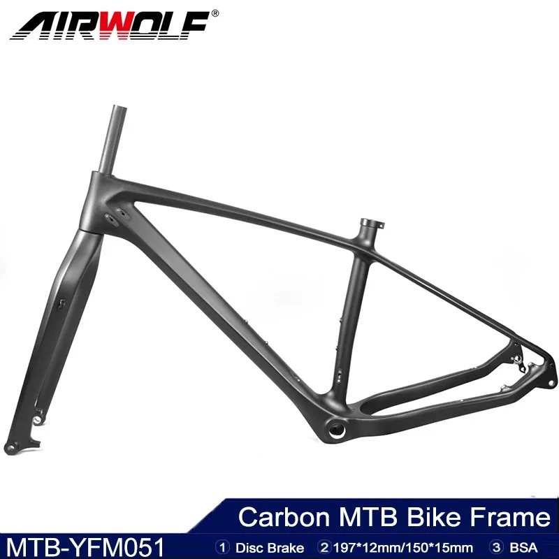 

Airwolf T1000 Mountain Carbon Fibre Bicycle 197*12mm BSA Bicycle Disc Brake Carbon Fibre Frame 26er Bike Frame 2 Year Warranty